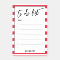 Handwriting To Do List Cherry Red Stripes, Lined