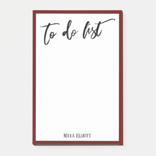 Handwriting To Do List Dark Burgundy Red Border Post-it Notes