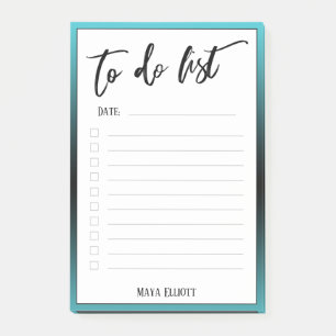 Handwriting To Do List Lined Aqua Ombre Border Post-it Notes