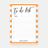 Handwriting To Do List Orange Stripes, Lined