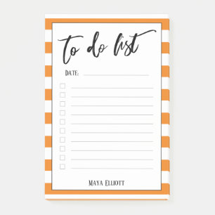 Handwriting To Do List Orange Stripes, Lined Post-it Notes