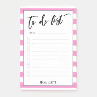 Handwriting To Do List Pink Stripes, Lined