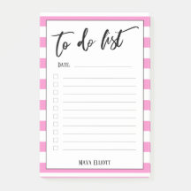 Handwriting To Do List Pink Stripes, Lined Post-it Notes