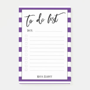 Handwriting To Do List Purple Stripes, Lined Post-it Notes