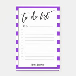 Handwriting To Do List Purple Stripes, Lined Post-it Notes