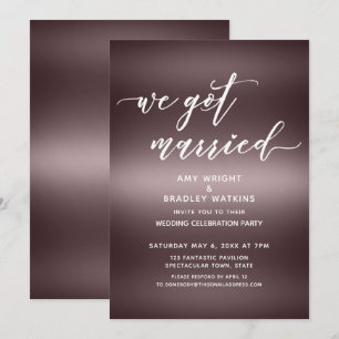 Handwriting We Got Married Over Rose Gold Invitation