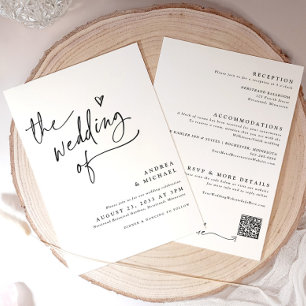 Handwriting with Heart Wedding Modern QR Code Invitation