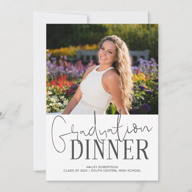 Handwritten 2023 Photo Graduation Dinner Invitation (Front)