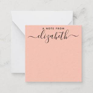 Handwritten A Note From Script Name Coral Pink Card