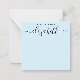 Handwritten A Note From Script Name Light Blue Card