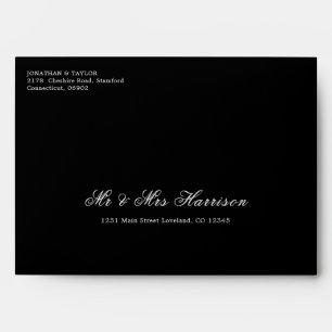 Handwritten  Addressing Guest Black Wedding Envelope