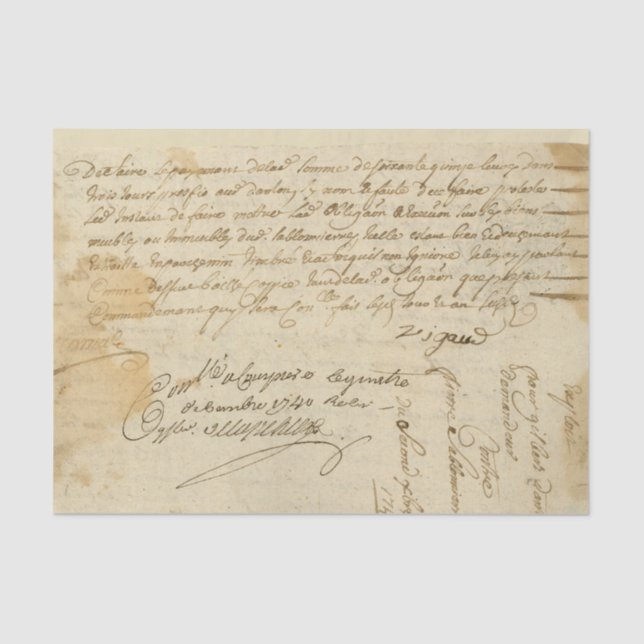 Handwritten Antiqued Letter Tissue Paper (Front)