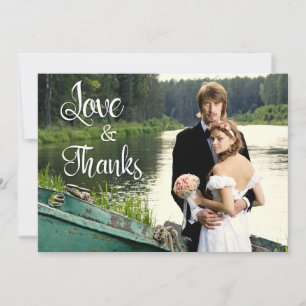 Handwritten Artistic Wedding 2 Photo Thank You Card