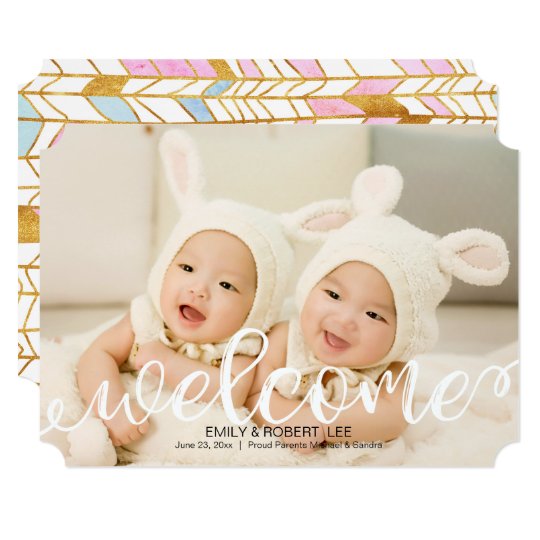 Handwritten Baby Birth Photo Announcement