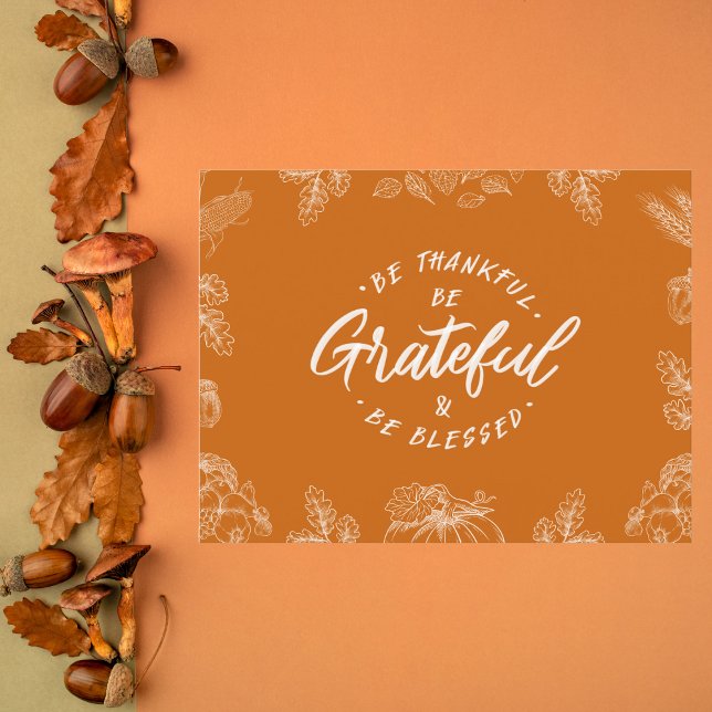Handwritten Be Grateful Thanksgiving Postcard (Creator Uploaded)