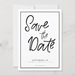 Handwritten Black l Photo Save The Date Invitation