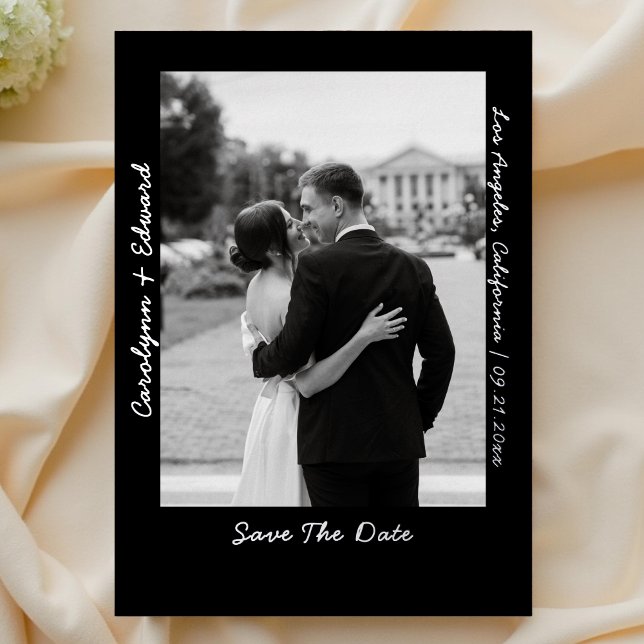 Handwritten Black Silver Wedding Save the Date  (Creator Uploaded)