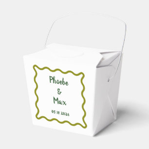 Handwritten Bold Whimsical Wavy Border Wedding  Favor Box