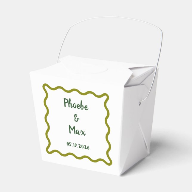 Handwritten Bold Whimsical Wavy Border Wedding  Favor Box (Front Side)