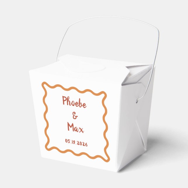 Handwritten Bold Whimsical Wavy Border Wedding  Favor Box (Front Side)