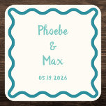 Handwritten Bold Whimsical Wavy Border Wedding  Square Paper Coaster<br><div class="desc">This design features a simple,  whimsical,  hand-drawn style wavy border. The font used for the main text is casual and playful,  with a handwritten quality to it,  giving it a personal,  intimate touch. Use this design if you want prioritize a friendly and approachable vibe to your wedding over formality.</div>