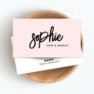 Handwritten Brush  Script Blush Pink Beauty  Busin Business Card