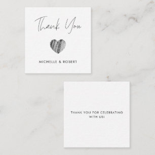 Handwritten Calligraphy Heart Wedding Thank You Card
