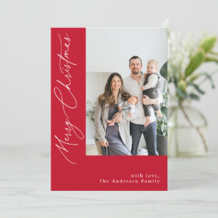 Handwritten Calligraphy Red Christmas Photo Holiday Card