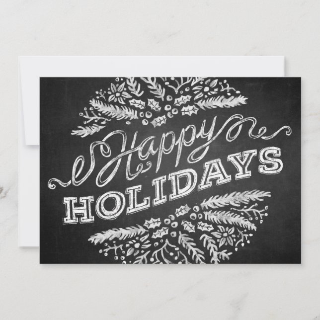 Handwritten Chalkboard Happy Holidays  5x7 Card (Front)
