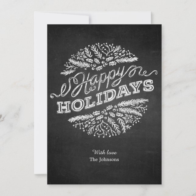 Handwritten Chalkboard Happy Holidays  5x7 Card (Front)