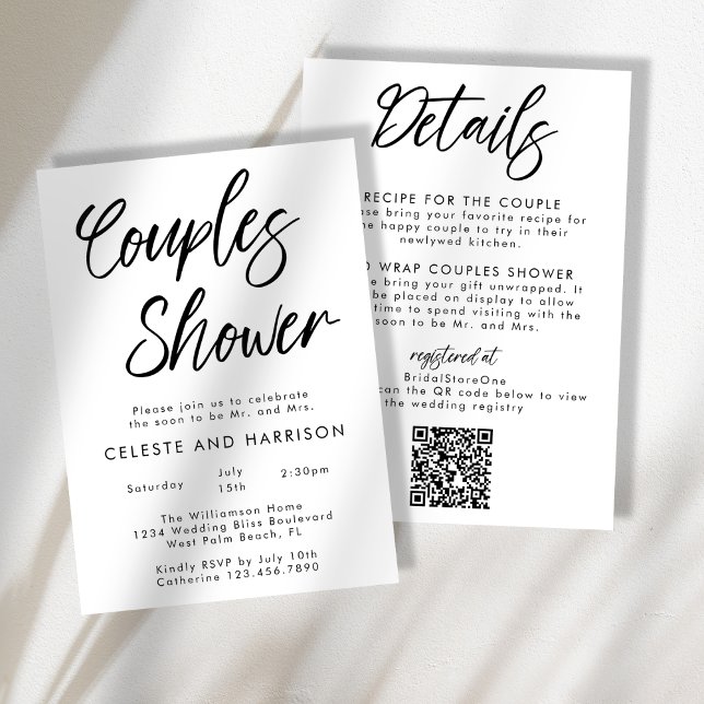 Handwritten Chic Modern Minimalist Couples Shower Invitation (Creator Uploaded)