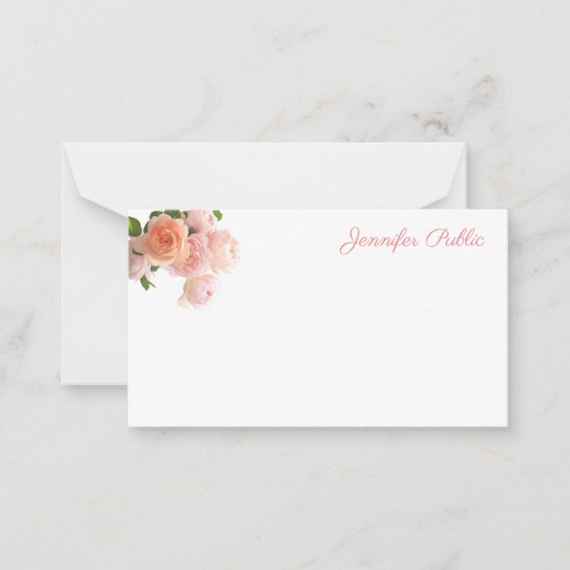 Handwritten Chic Watercolor Roses Pastel Colours Card (Front)