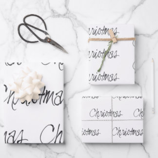 Handwritten Christmas in black Wrapping Paper Shee