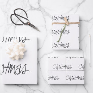 Handwritten Christmas in black Wrapping Paper Sheet