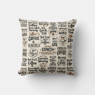 Handwritten Coffee Quotes Throw Pillow