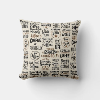 Handwritten Coffee Quotes Throw Pillow