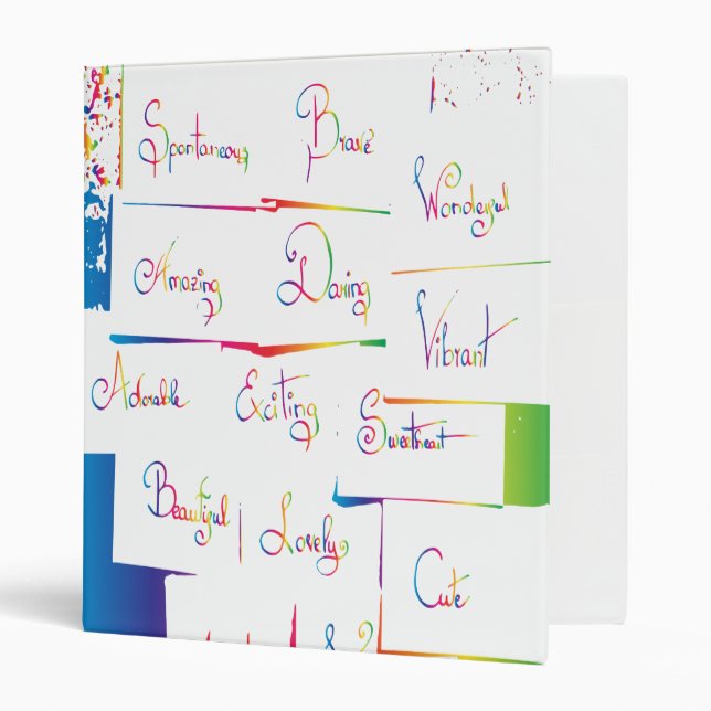 Handwritten Colorful Positive Inspirational words Binder (Front/Inside)