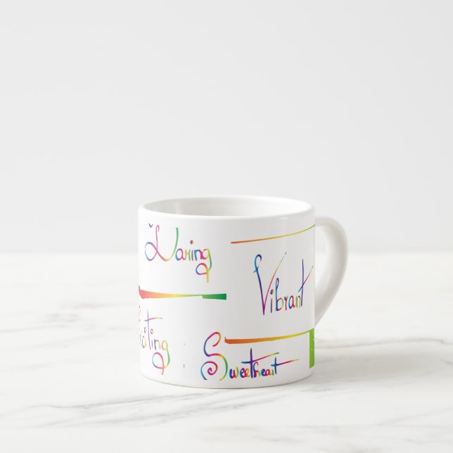 Handwritten Colourful Positive Inspirational words Espresso Cup (Front Right)