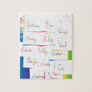 Handwritten Colourful Positive Inspirational words Jigsaw Puzzle