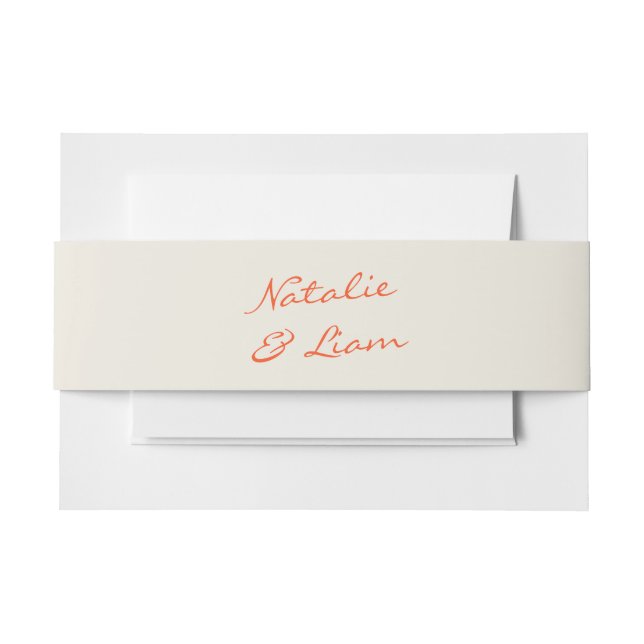 Handwritten Colourful Retro Whimsical Funky Weddin Invitation Belly Band (Front Example)