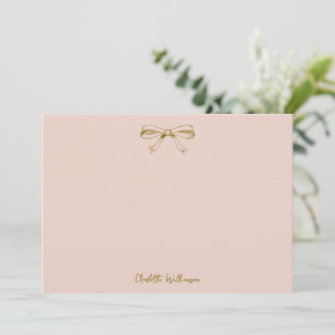Handwritten Coquette Bow Blush Pink Bridal Shower Thank You Card