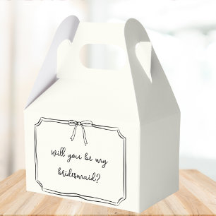 Handwritten Coquette Bow Bridesmaid Proposal Gift Favor Box