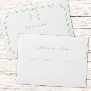 Handwritten Coquette Bow Sage Bridesmaid Proposal Envelope