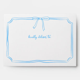 Handwritten Coquette Simple Whimsical Bow Blue Envelope