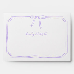 Handwritten Coquette Whimsical Bow Laveneder Envelope