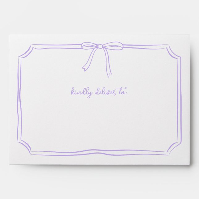 Handwritten Coquette Whimsical Bow Laveneder Envelope (Front)