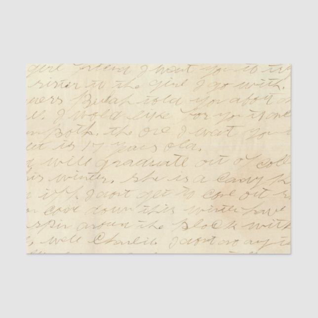 Handwritten Cursive Letter Tissue Paper (Front)