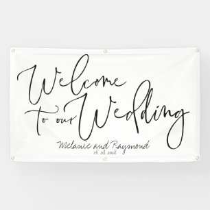 Handwritten Cursive Welcome To Our Wedding 3x5' Banner