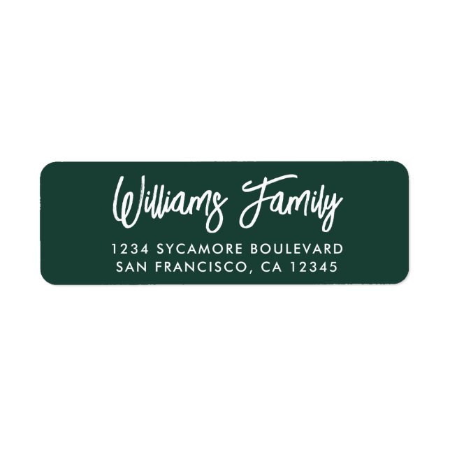 Handwritten Dark Green Family Return Address (Front)