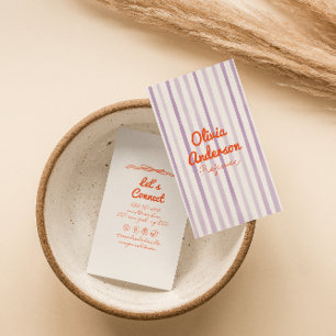 Handwritten Drawn Purple Orange Whimsy Boho Unique Business Card